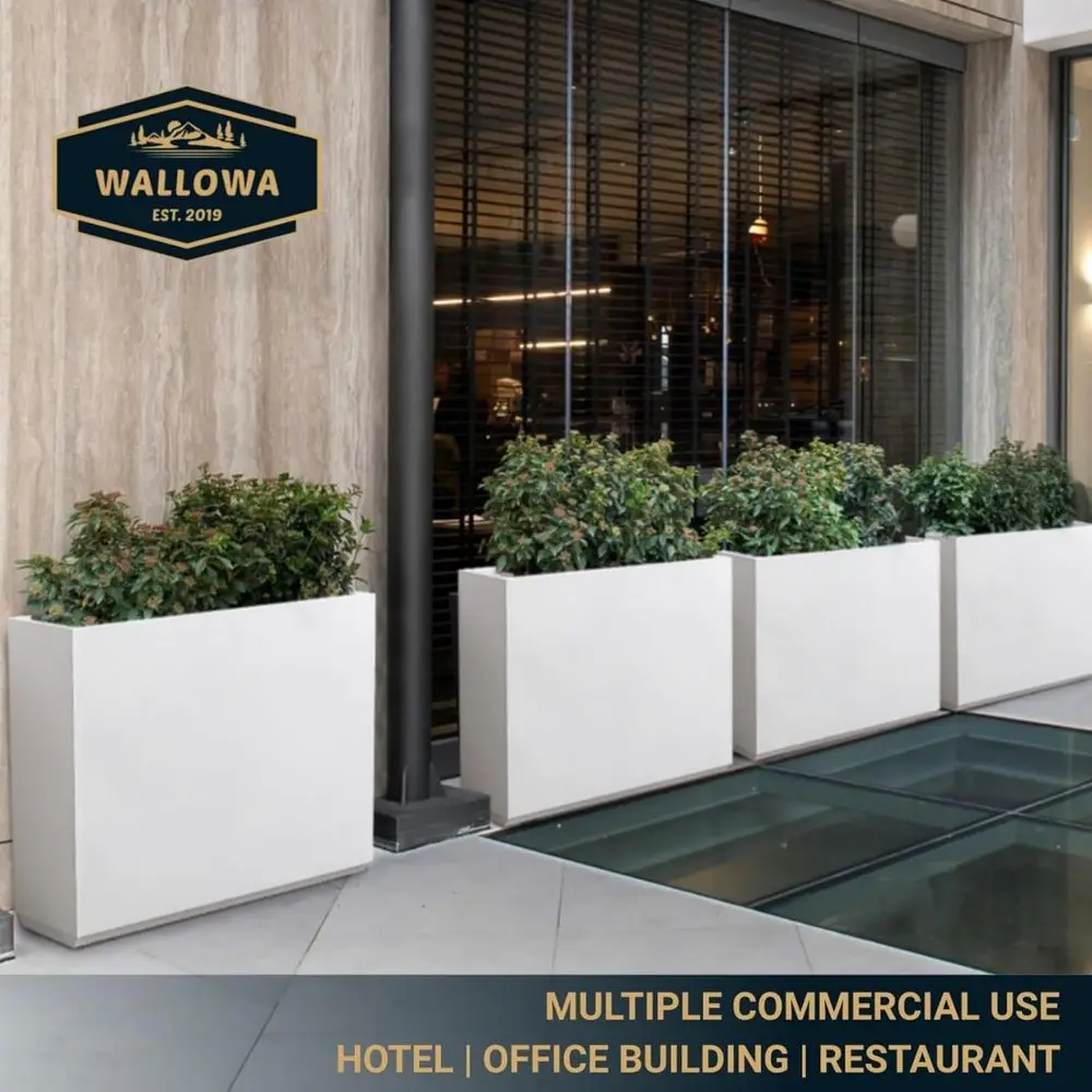 Caixa de plantador de metal branco alto 38, 38L x 10W x 30H polegadas, adequada para plantas externas e internas