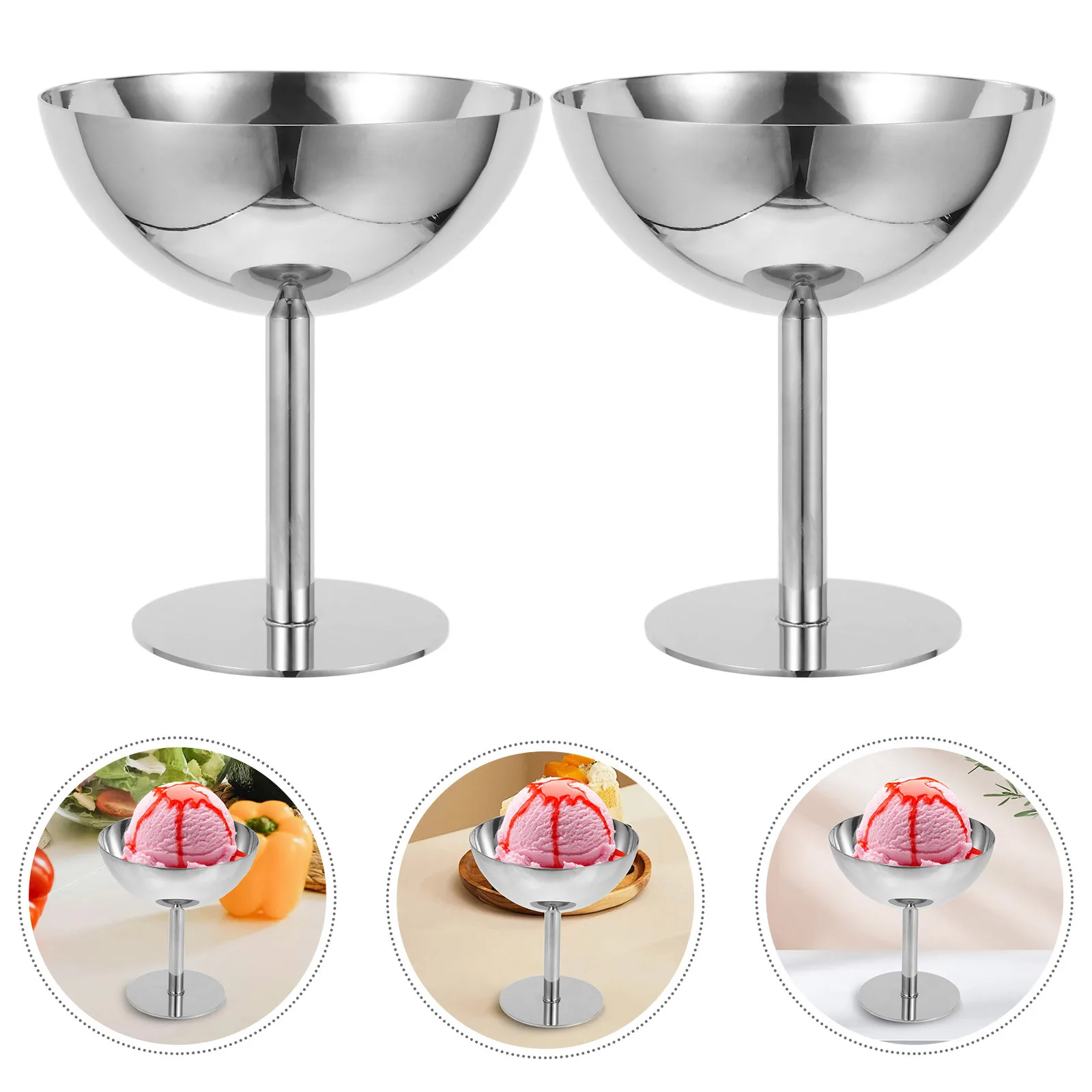 

2 шт., чаши для мороженого из нержавеющей стали, чашки для десерта на ножках, сервировка йогурта, салата, конфеты, закуска, пудинг, вечерние десертные кружки для вечеринки