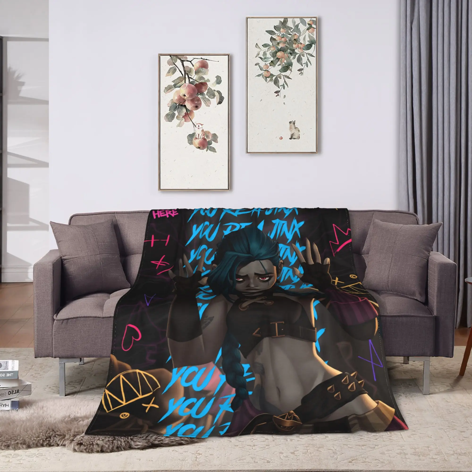 Super Soft Blanket Picnic Arcane Throw Blanket Viktor Jinx Flannel Bedspread For Couch Chair Sofa Bed Fluffy Sofa Bed Cover