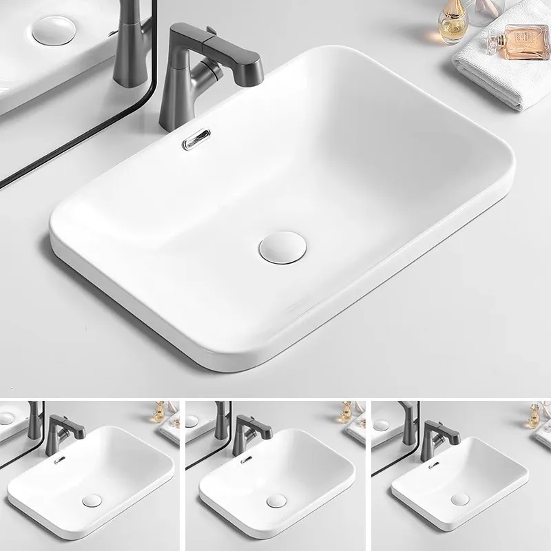 Taichung basin semi-embedded ceramic table bathroom basin wash modern simple small apartment marble countertop