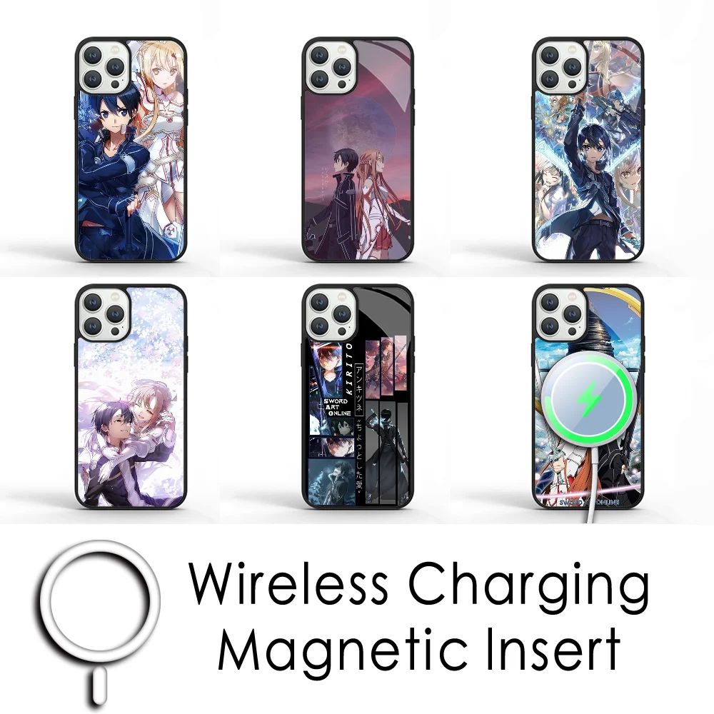 Sword Art Online Kirito Asuna Phone Case For IPhone 16 15 Pro Max Case 14 Plus 13 12 11 Magesafe Magnetic Wireless Charge Cover