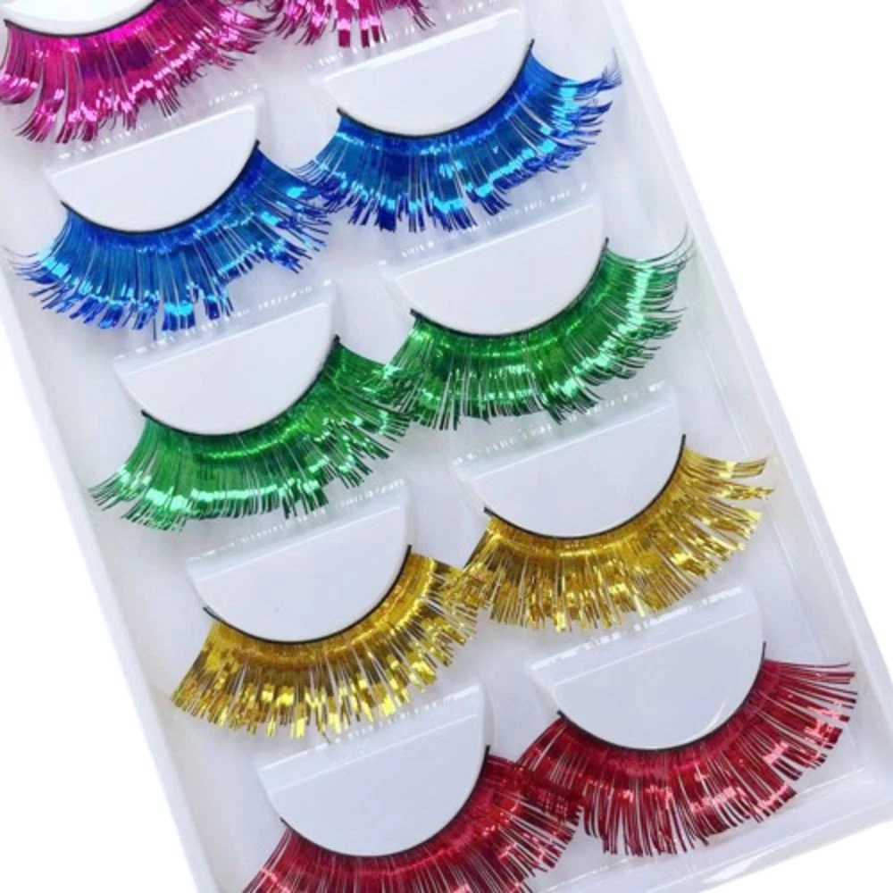 2 scatole esagerano ciglia lucide riutilizzabili belle ciglia finte colorate estensione ciglia di alta qualità ciglia arricciate 3D donne