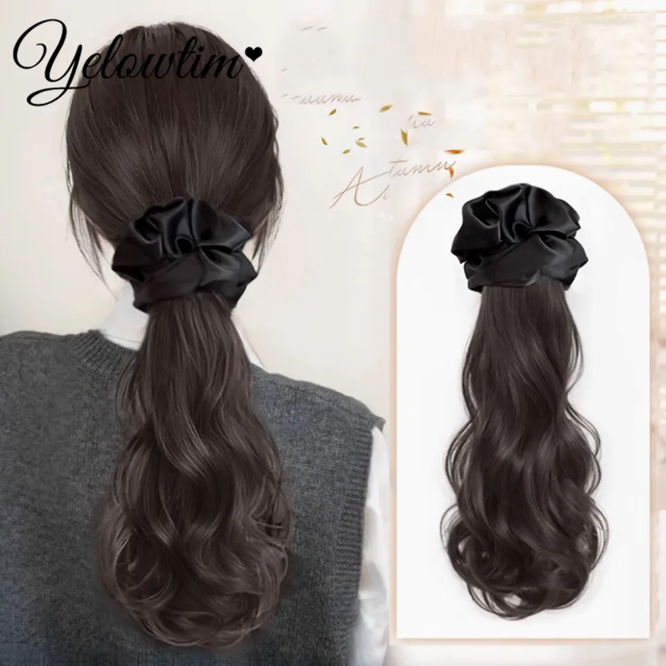 Synthetic Wig Braid Women's Grab Clip Style Headband Lazy Layered Curly Ponytail Simulation Hair Low Tie Natural Fake Ponytail