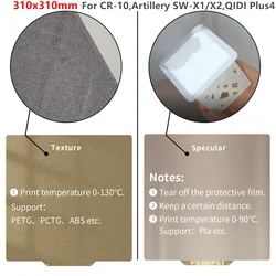 ENERGETIC 310x310mm QIDI Plus4 PEI Sheet Double Side Textured PEI And Smooth PEA Spring Steel Build Plate for CR10S,SW X1/X2