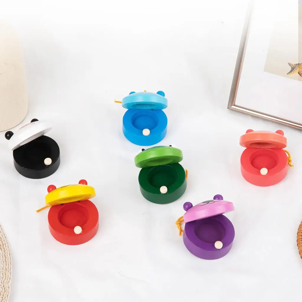 6pcs Wooden Castanets Musical Instruments Early Education Development for Baby Cute Animal Pattern Castanet Musical Instruments