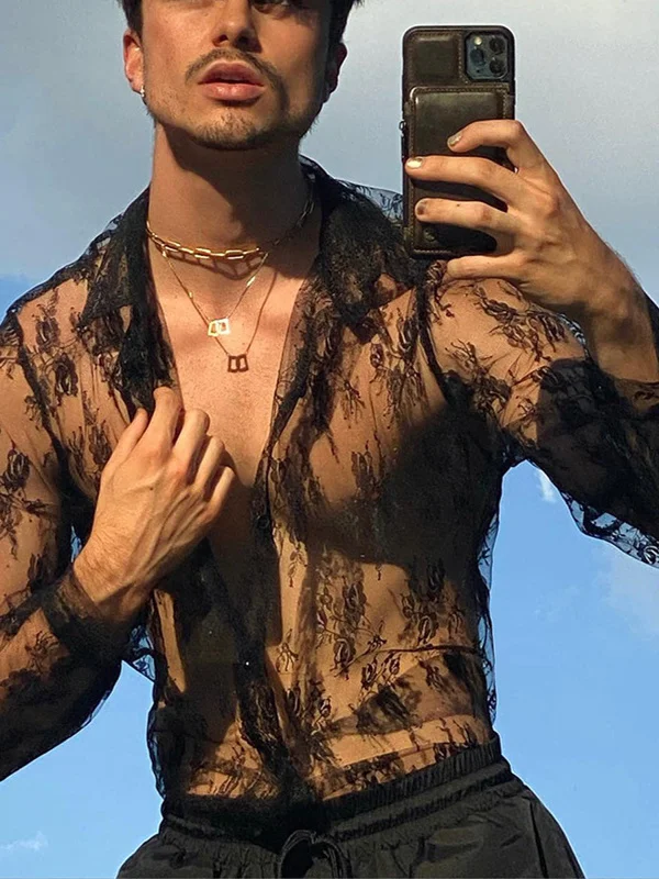 

Лето 2029, мужская модная приталенная кружевная футболка Long Sve Me, прозрачная основа irt, дышащая, легкая, молодежная (3)