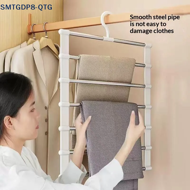 *1/2pcs Multi-Layer Pants Hanger Space Saving Closet Organizer Foldable Trousers Clothes Rack Wardrobe Storage Home Organization