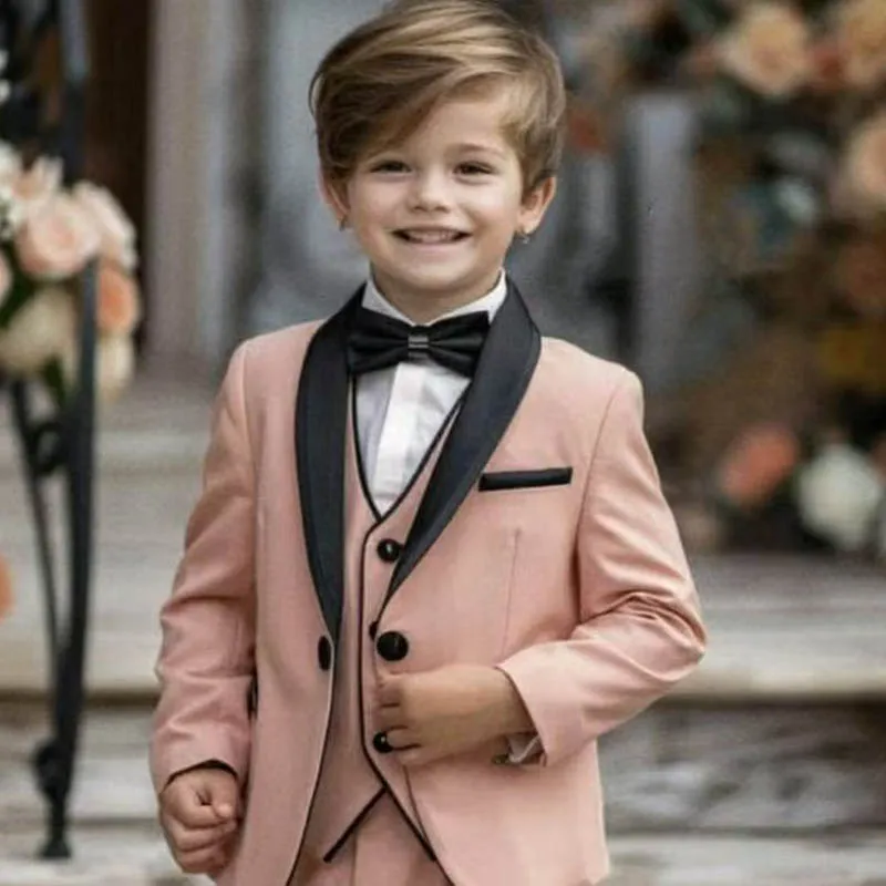 

Fashion Children Clothing Single Breasted Shawl Lapel 3 Piece Jacket Pants Vest Full Sets Wedding Custom Madde Boys Suits 2024