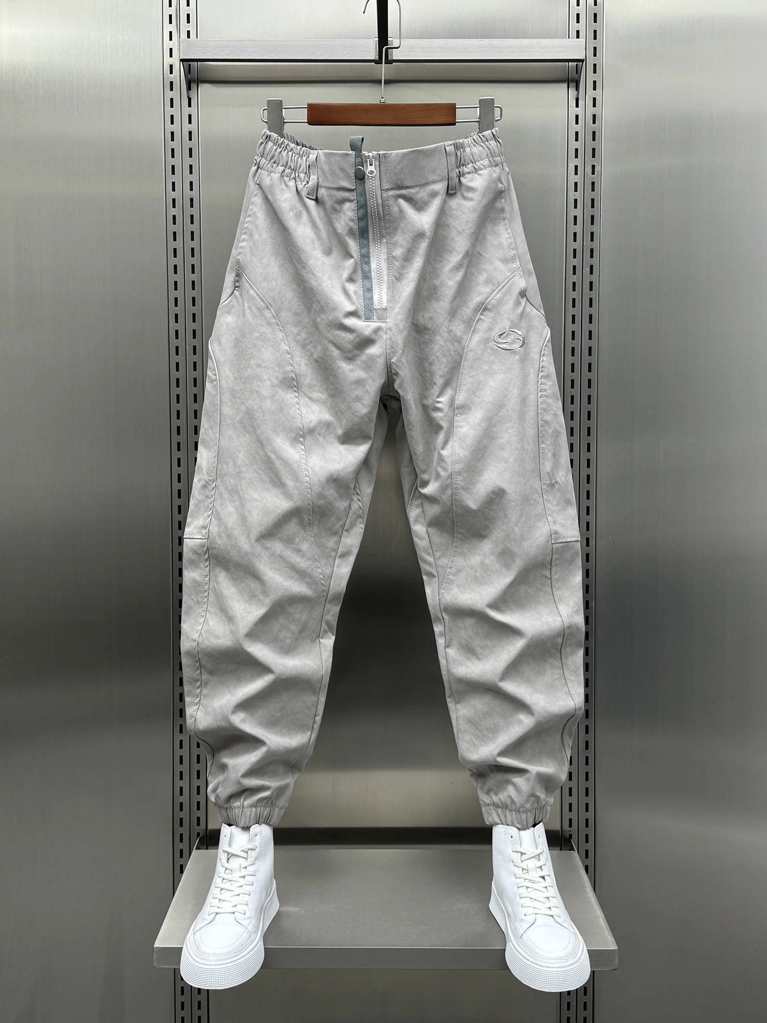 

Мужские брюки в стиле ретро, американского дизайна, с эффектом окрашивания, модные осенние, свободного кроя, с вышивкой, с манжетами, в рабочем стиле, повседневные брюки