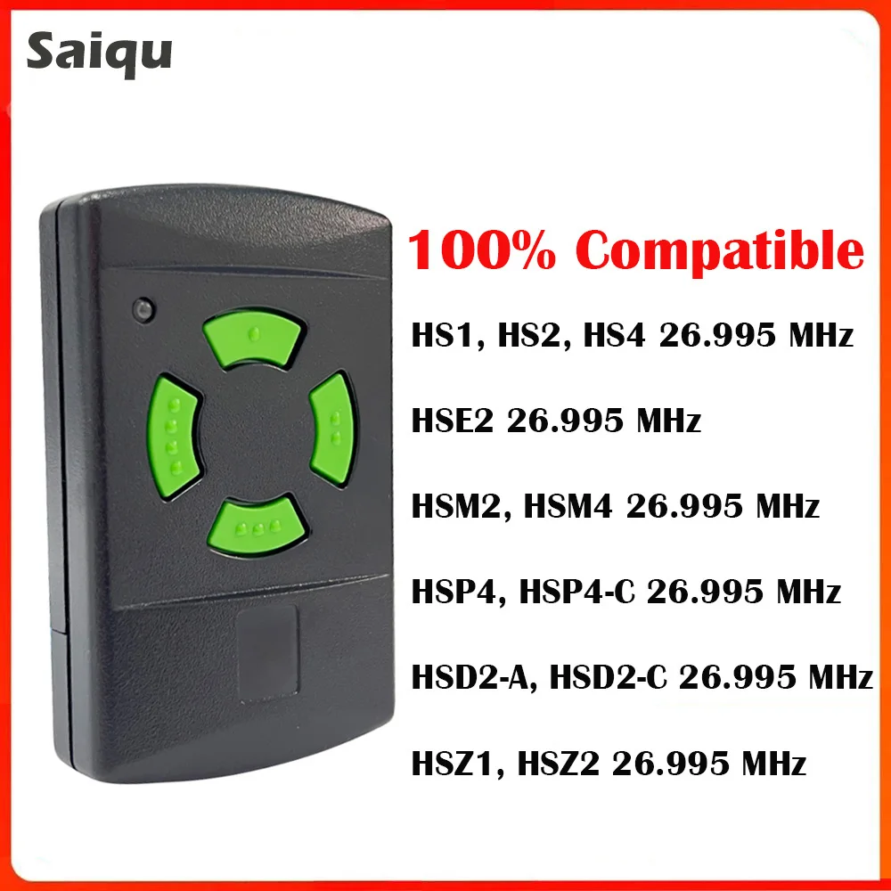 

HSM4 HS4 HSE4 HSM2 HSE2 HS1 HS2 HSZ1 26.995MHz Remote Control Green Button Replicator Gate Garage Door Opener Command