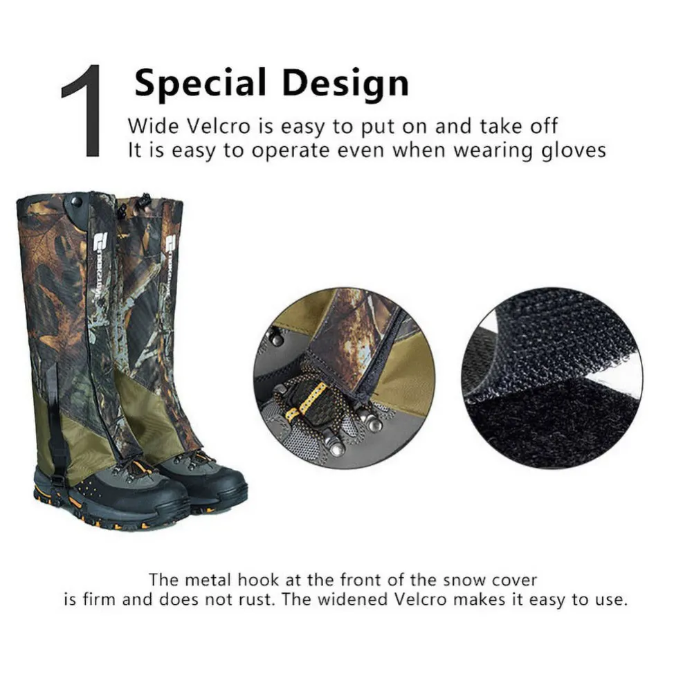 Waterproof Outdoor Snow Leg Gaiters Hiking Boot Legging Shoes Travel Camping Trekking Climbing Hunting Warmer Snake Shoe Cover