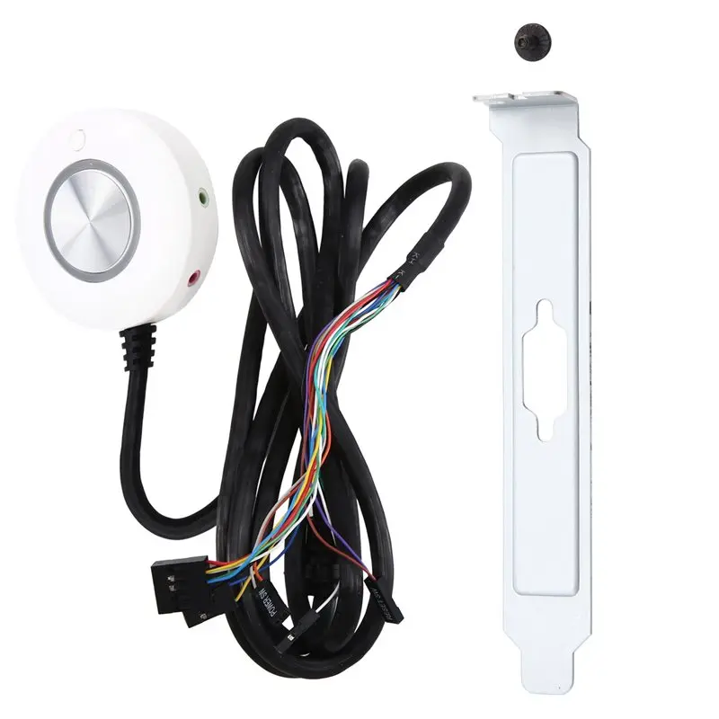 ABFM-Desktop Switch Button With Dual USB Audio Port Host Adhesive External Boot Button Computer Desktop Control Panel