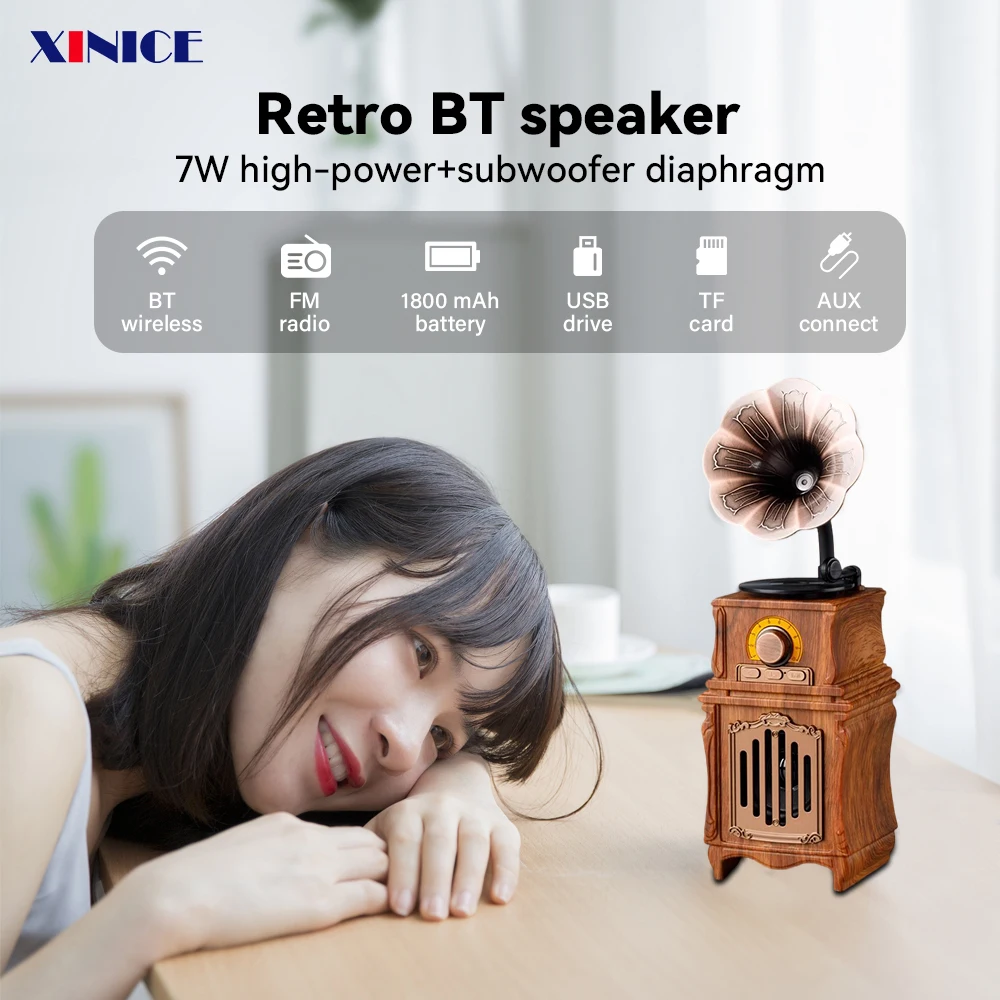 2025 Radio Walnut Antik Gaya Klasik Kuno Baru Multi Fungsi TWS Radio Nirkabel Portabel untuk Meja Kamar Tidur Kantor