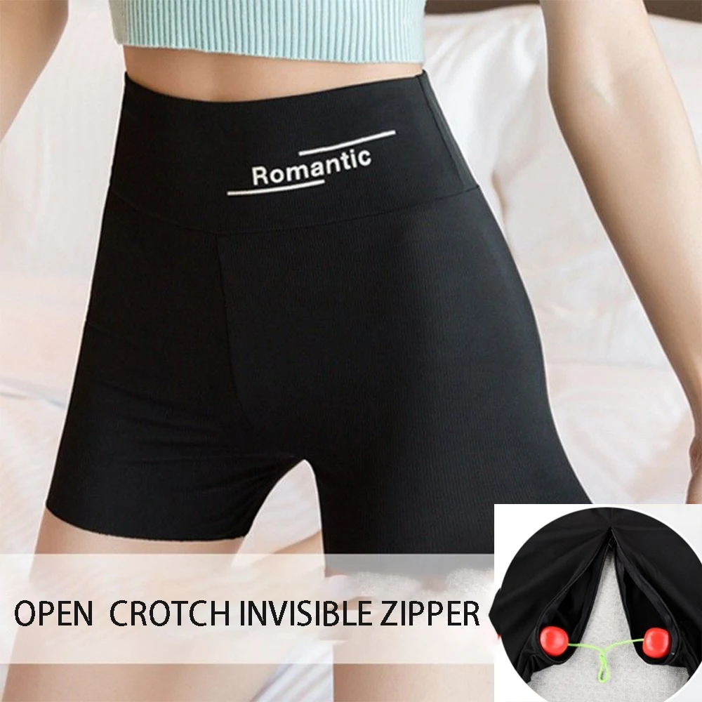 

Sexy Invisible Zipper Open Crotch Leggings Shorts Casual Sleeping Shorts Bottoms Underwears