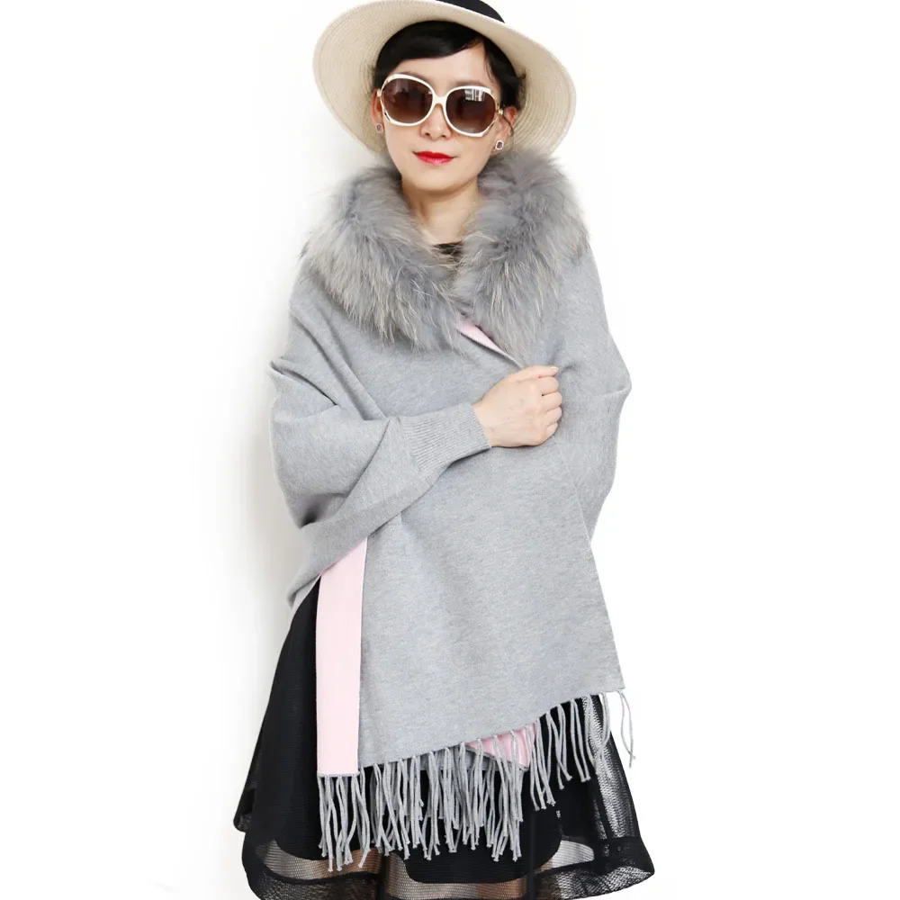 Elegant Design Winter Wool Shrug Warm Two Colors Side Long Shrugs For Women