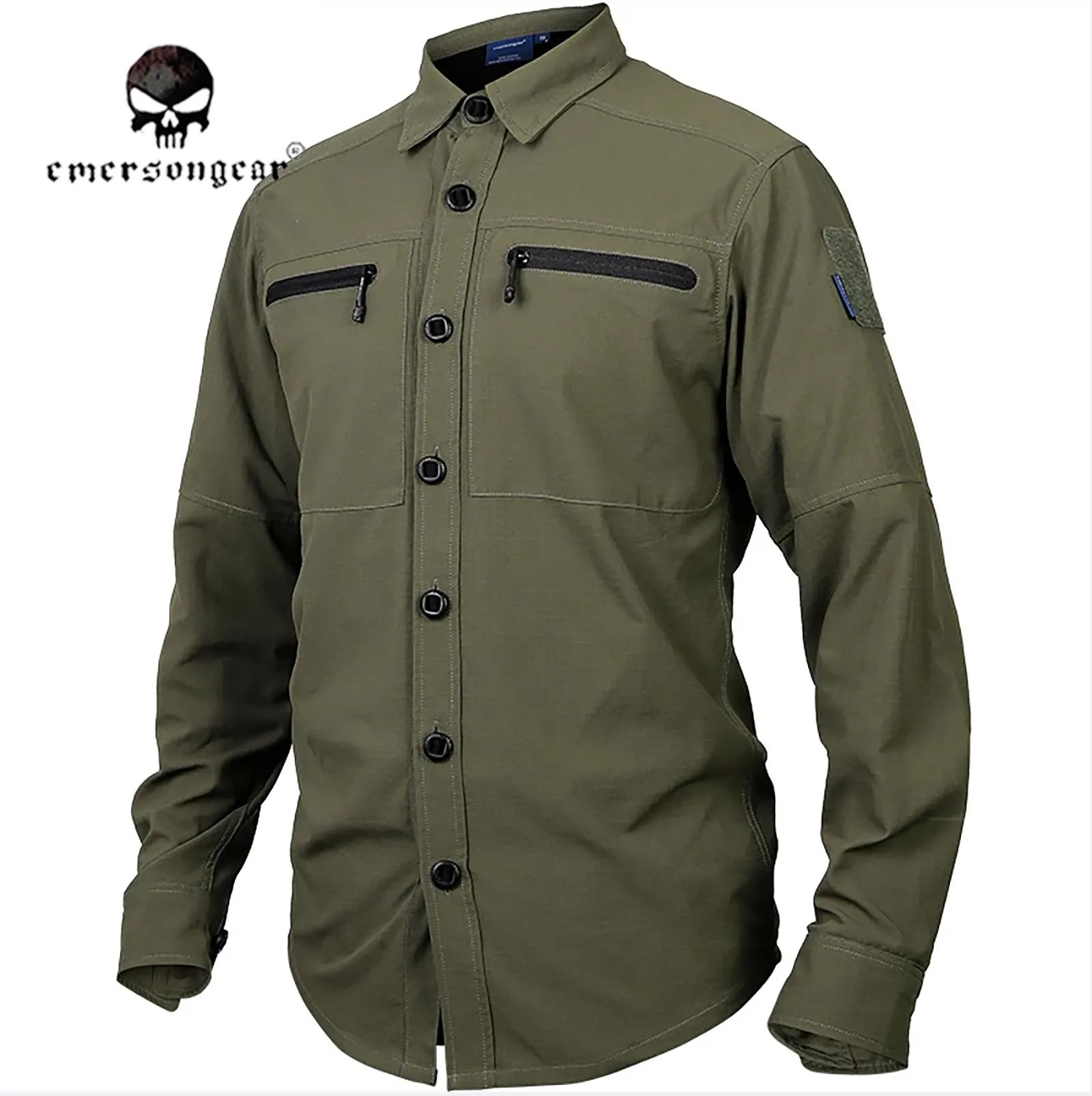 

Emersongear Blue Lable Defender Tac-Shirt Mans Long Sleeve Shirts T-shirts Tactical Tops Camping Hunting Casual Hiking TR41 OD