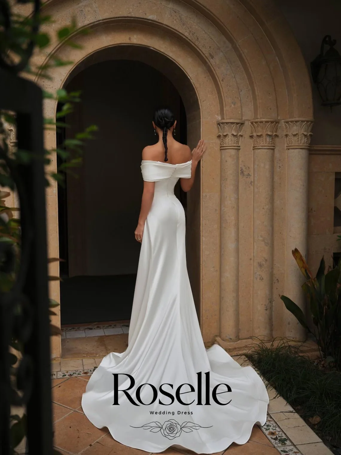 ROSELLE Off Shoulderf Simple Elegant Sheath Wedding Dress Strapless Open Back Train 2026 Bridal Gown Customized свадебное платье