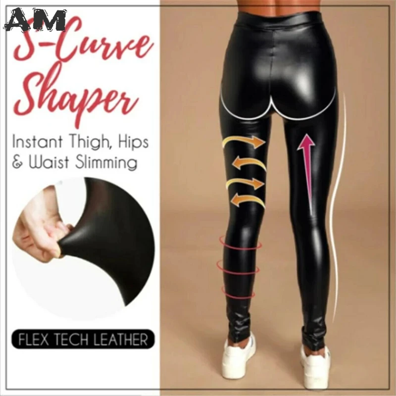 New Arrival Stretch Fit Black Summer PU Leather Shaper High Waist Leggings Pants for Women Autumn Winter Sexy Elastic Trousers