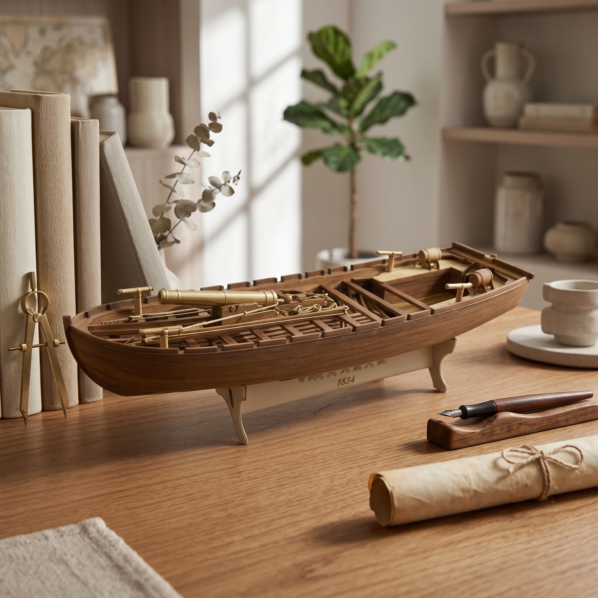 Wooden Ship Model Kit Armed Wooden Sailing Model Kit Scale Self-Assembled for Hobbyists, Home Display, Craft Room