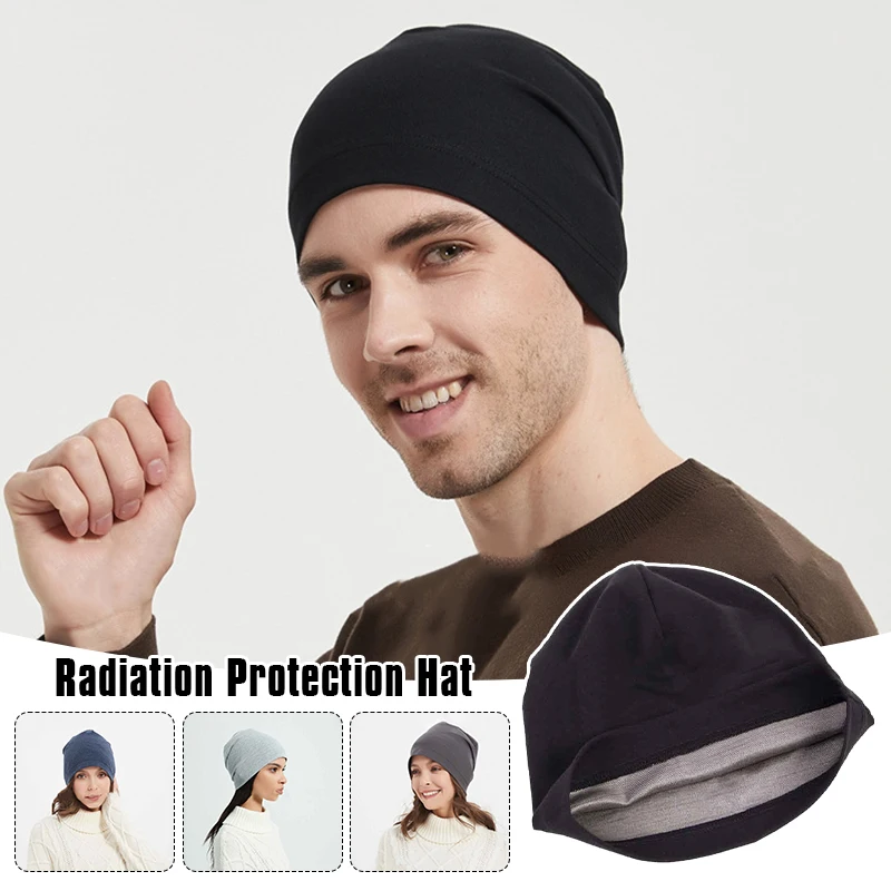 Anti Radiation Faraday EMF Protective Beanies Women Men Anti Radiation Cap Half Silver Fiber RFID Blocking Electromagnetic Hat