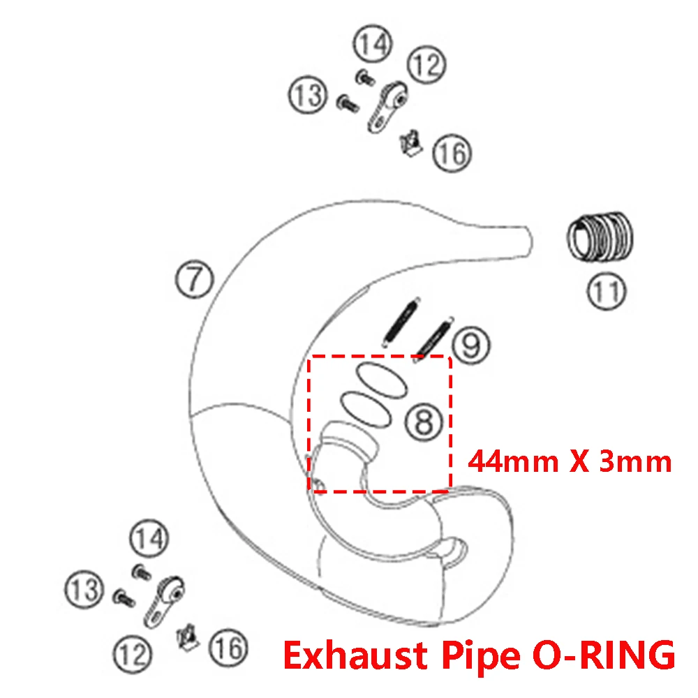 Motorcycle Exhaust Pipe Manifold Gasket 44mm X 3mm Viton O-Ring Seal For Sherco SE/SE-R 250 300 For BETA RR 250/300 Xtrainer300 view 5