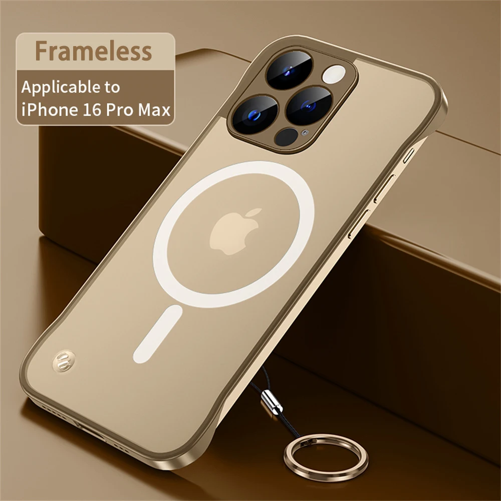 Ultra Thin Magnetic Frameless Transparent Phone Case For iPhone 16 15 11 12 13 14 Pro Max For Magsafe Soft Protection Back Cover