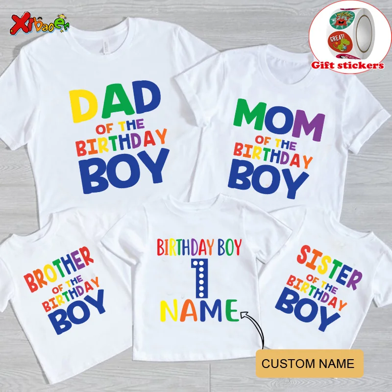 

Family Birthday T Shirt Kids Personalized Name T Shirts Family Matching Outfits Boy Girl T-shirt Give Away Children's Stickers