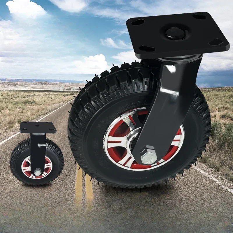 Thickened Aluminum Alloy Inflatable Directional Silent Handcart Rubber Wheels Wear-resistant Casters for Inflation