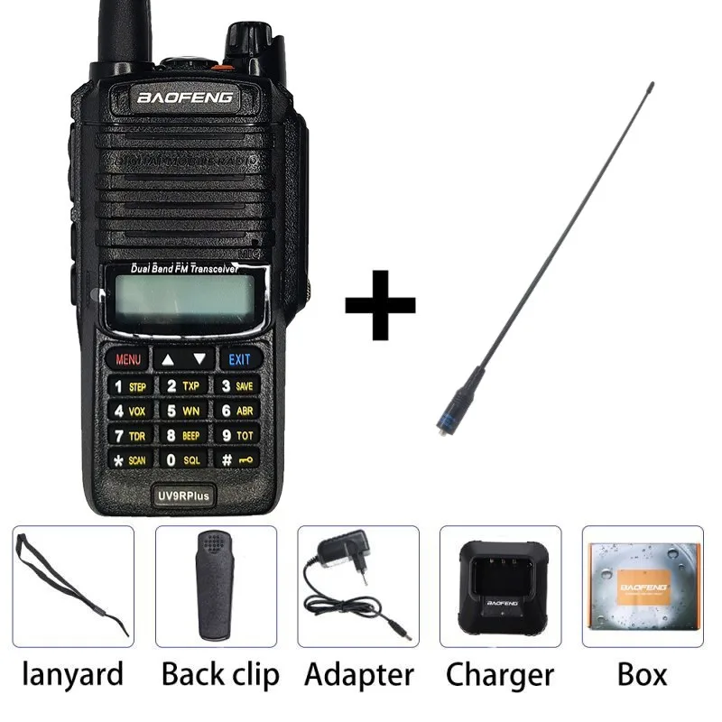 Baofeng-Long Range Walkie Talkie, UV-9R Plus, Receptor de radiopresunto, Impermeável, UHF, VHF, 10km, alta potência, Em dois sentidos, CB, Caça