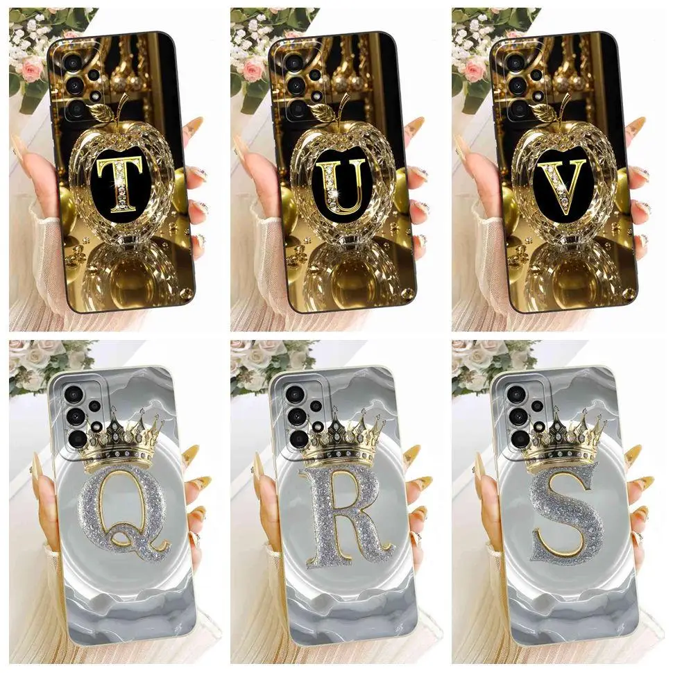 For Samsung Galaxy A53 5G 6.5" Case Luxury Crown Alphabet Silicone Back Cover For Samsung A53 5G A536B Phone Casing Bumper