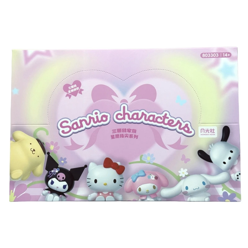 

Новая оригинальная слепая коробка Sanrio Kitty Kuromi Melody Pompompurin Pochacco Cinnamoroll, сборная модель, игрушечная фигурка, кольцо, подарок для детей
