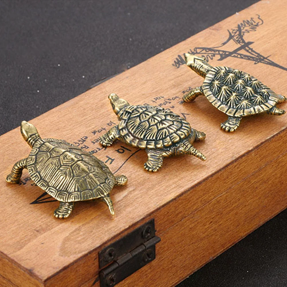 

3pcs Retro Tortoise Modeling Ornament Brass Turtle Decor For Home Desktop Table Indoor Outdoor Decoration Mini Tortoise Craft
