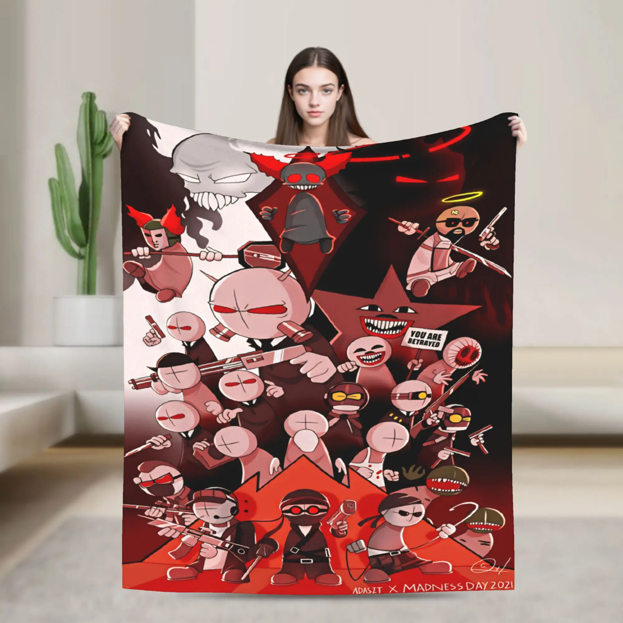 MADNESS COMBAT Blanket  Soft Warm Street Trend Plush Bedding Throws For Home Decor Airplane Travel Flannel Bedspread Bed Cover