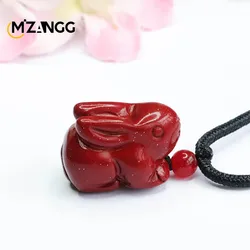 Genuine Natural Cinnabar Pendant Purple Gold Sand Rabbit Necklace Exquisite Cute Luxury Ladies Jewelry Mascot Holiday Gift