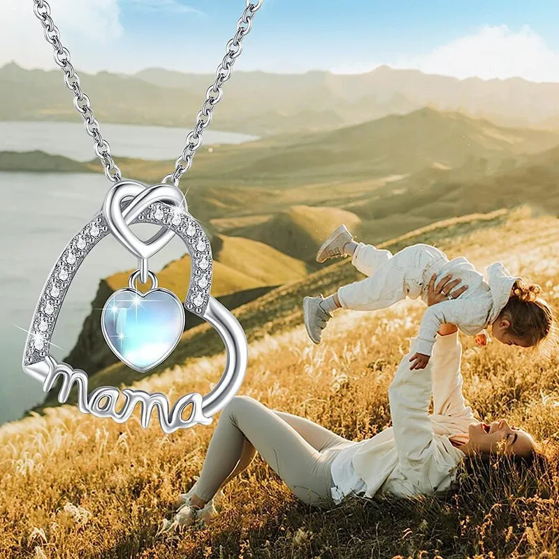 925 เงินสเตอร์ลิงอินเทรนด์โรแมนติกหัวใจสร้อยคอจี้ผู้หญิง Love MOM คออุปกรณ์เสริม Chic เครื่องประดับ