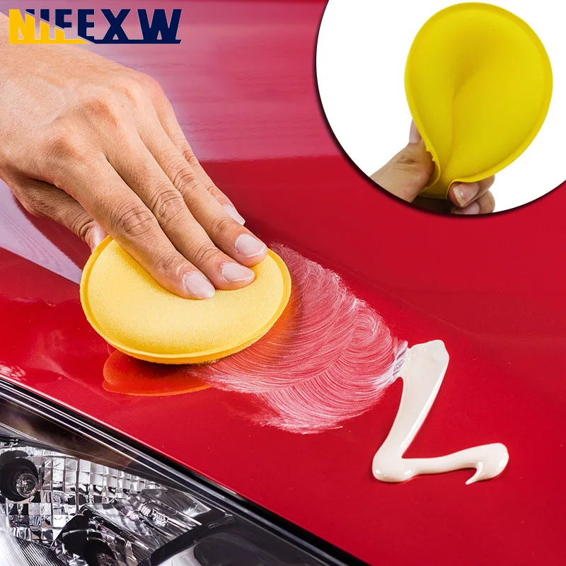 6/12Pcs Round Polishing Sponges for Car Wax Applicator High Density Sponge Waxing Device Car Detailing Tool Cleaning Accessories