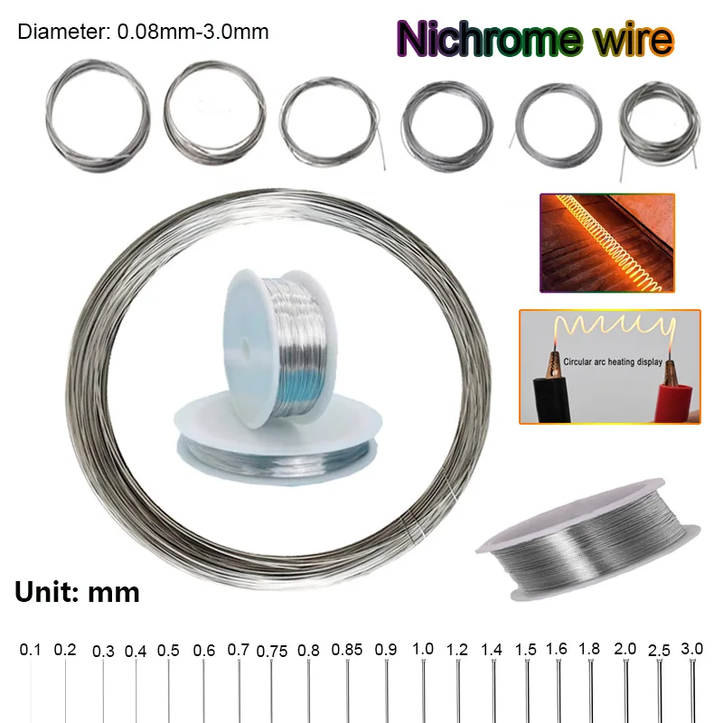 Fio Resistente Ao Calor De Alta Temperatura, Fio De Suporte Universal, Linha De Processo De Cobre, Níquel, Cromo, Diâmetro 0.08mm-3.0mm, Comprimento