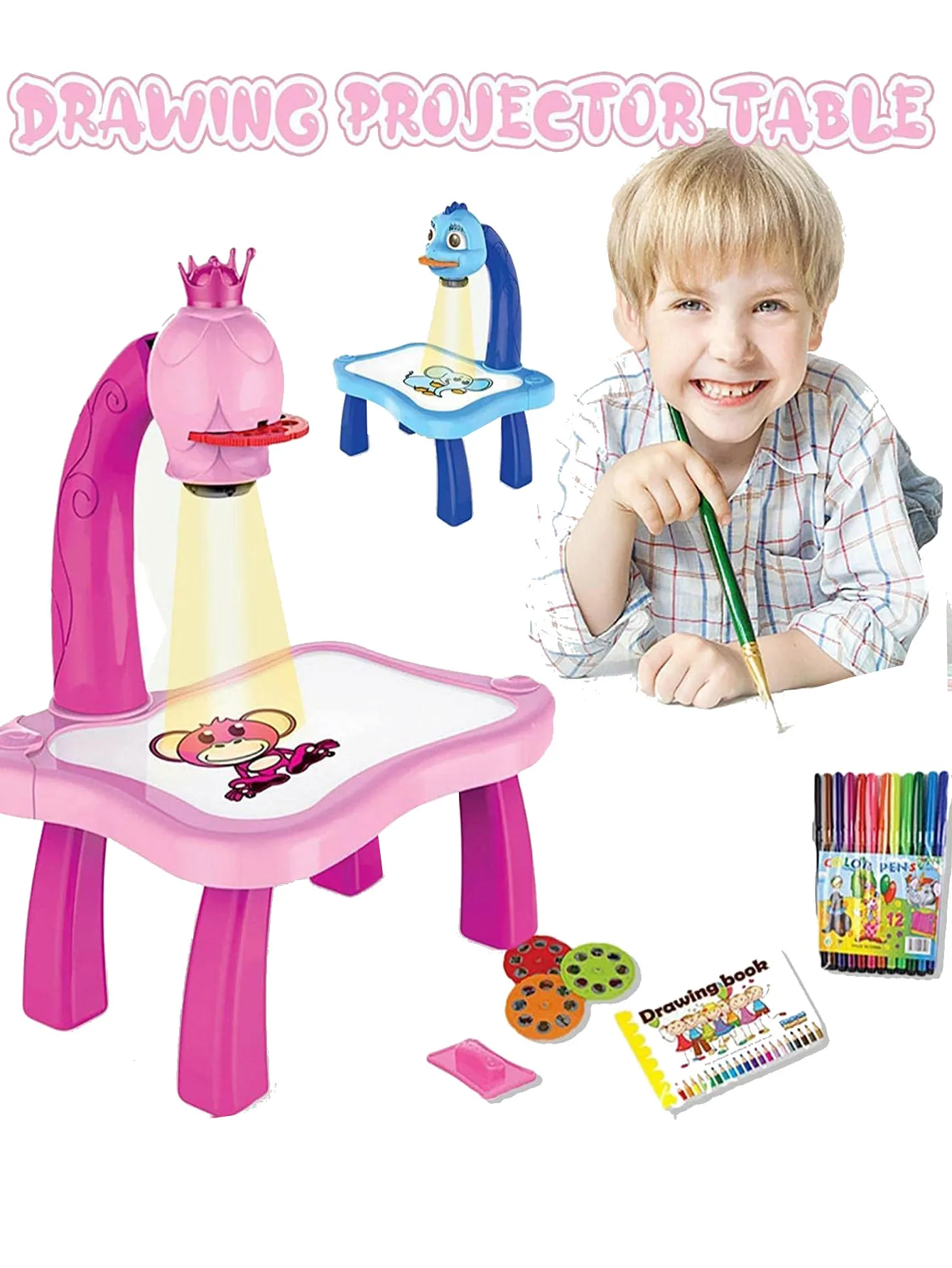children led projector drawing table toy painting set table educational board learning tools painting toys for children