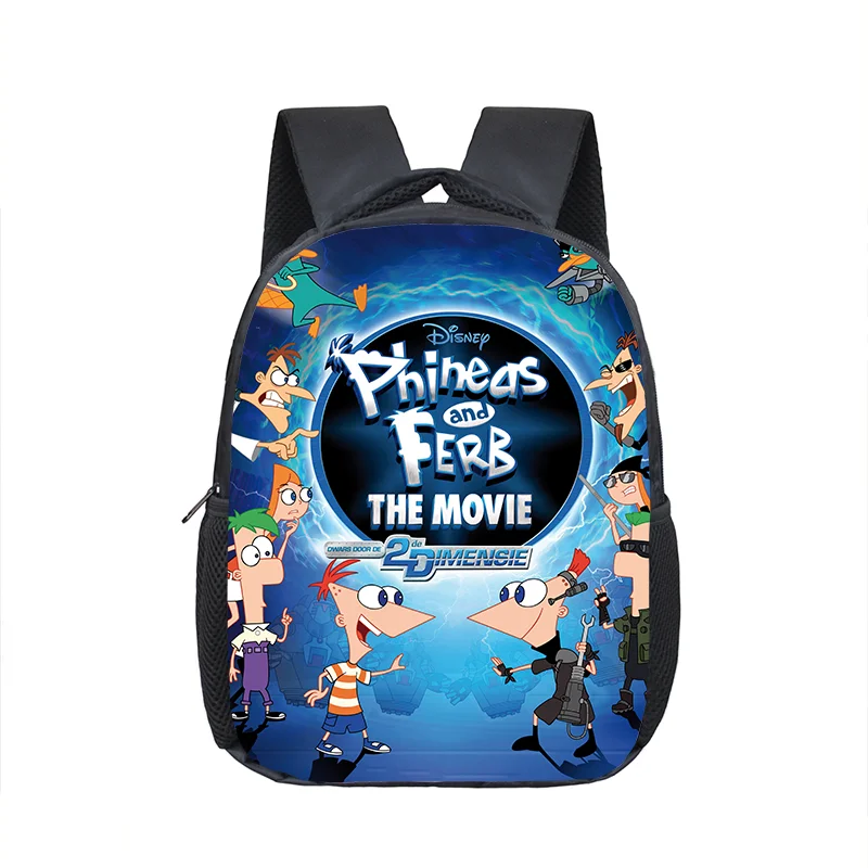 

12 inch Disney Phineas And Ferb Kindergarten Backpack Children School Bag Toddler Bag for Kids Girls School Bookbags Gift