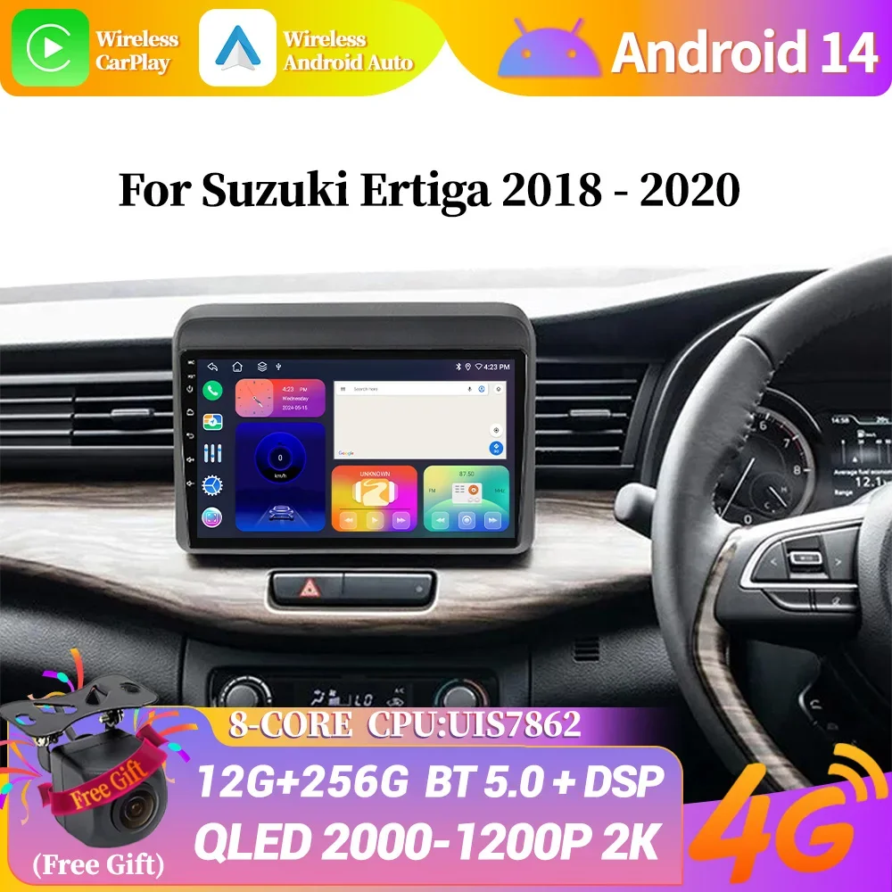 

Wireless Bluetooth Carplay Stereo Screen WIFI 2DIN Android 14 Car Radio Multimedia Navigation For Suzuki Ertiga 2018-2020