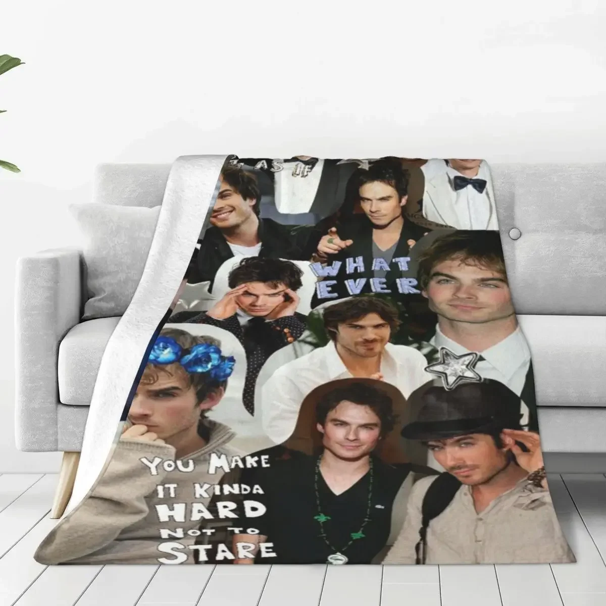 

The Vampire Diaries Blanket Flannel Decoration Tv Show Damon Salvatore Portable Thin Throw Blankets for Bedding Couch Rug Piece