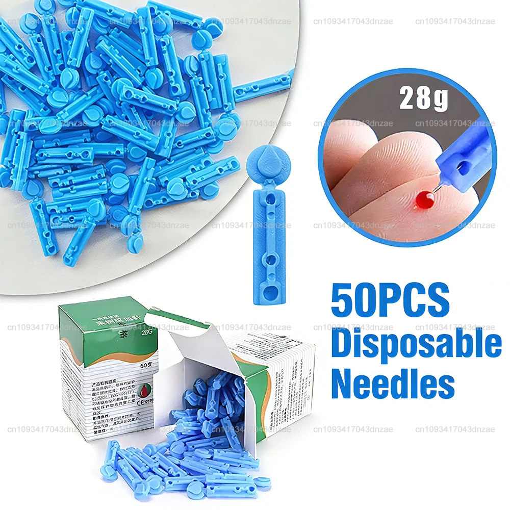 

50 шт. одноразовых ланцетов-ручек для забора крови, стерильные, 28G, для массажа и дренажа крови, для тестирования на диабет