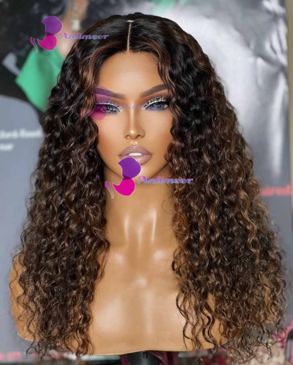 Brown Highlight Lace Front Wig Human Hair Black Curly Wig Silk Base Top Wig Kinky Curly Wig Human Hair For Black Women