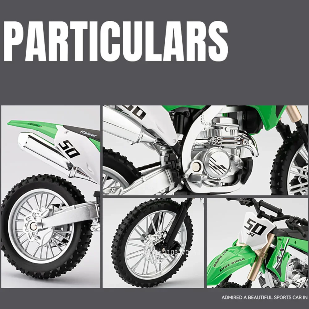 1:12 كاواساكي KX450 سبيكة دراجة نارية نماذج مصغرة اللعب دييكاست سيارات العجلة الأمامية توجيه امتصاص الصدمات المقتنيات الصبي