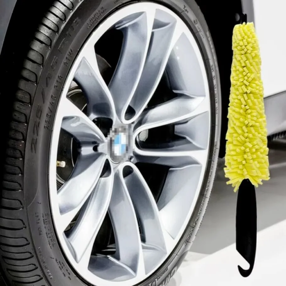 Wheel Washing Brush Sponge for Car Motorcycle Wheels Alloy Rims Flexible Handle 1PC