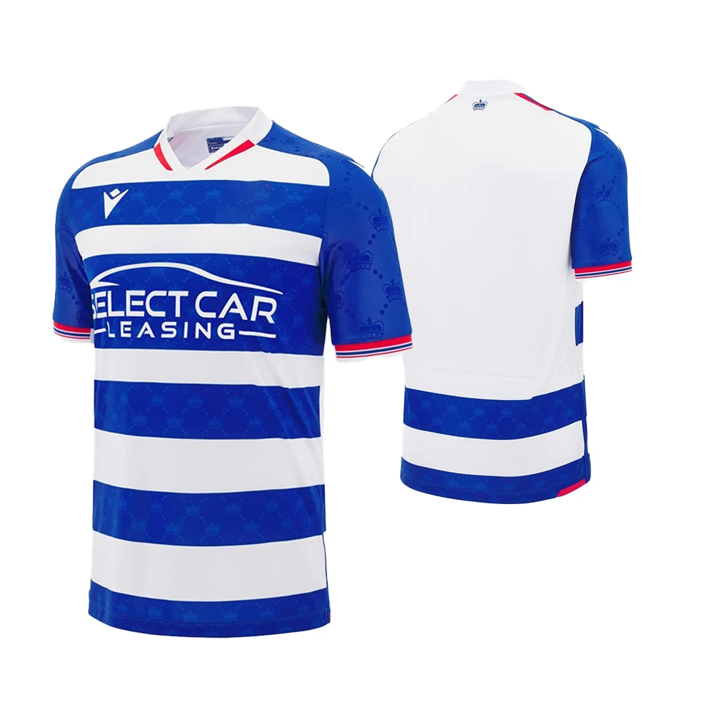 

Macron 2024-25 Season Home And Away Jersey Summer Blue And White Stripes Fashionable And Cool Customizable Men's T-Shirt