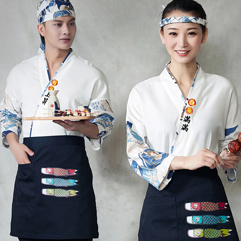 일본식 요리사 코트 스시 요리 레스토랑 기모노 탑 바지 유니폼 웨이터 작업복 Izakaya Chef Work Clothes Jackets