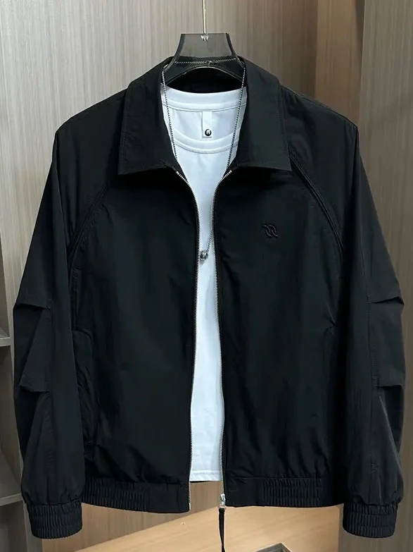 

Men's Casual Collar Jaet Spring Autumn New Faion Color Blo Me Leisure Outerwear Pure Color Trend Splicing Breathable