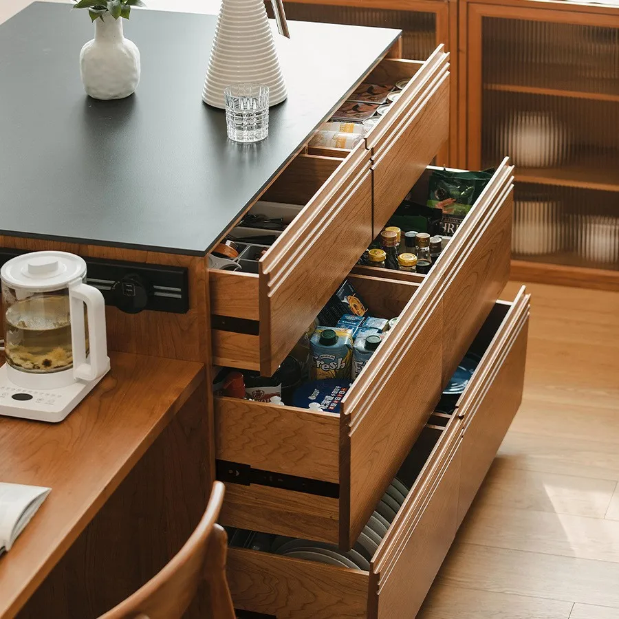 Solid wood island home living room multi-functional open bar cabinet dining room simple storage side cabinet cabinet