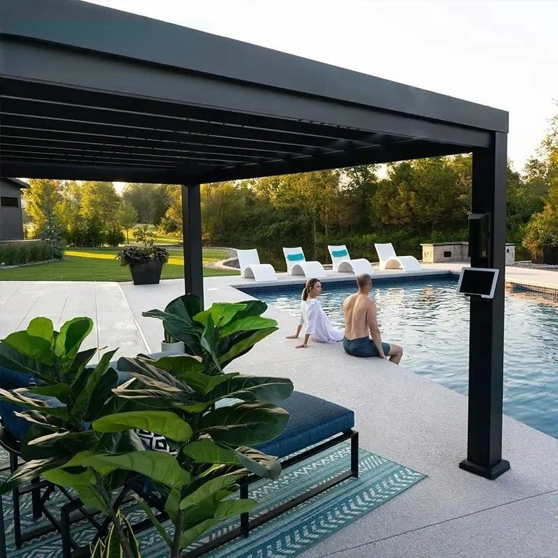 Customized Aluminum Pergola with Electric Sliding Door and Retractable Glass System